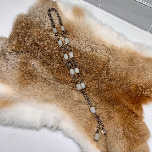 Handmade Chainmail Necklace w/ White Art Glass Beads Charm Pendant - Picture 10 of 12